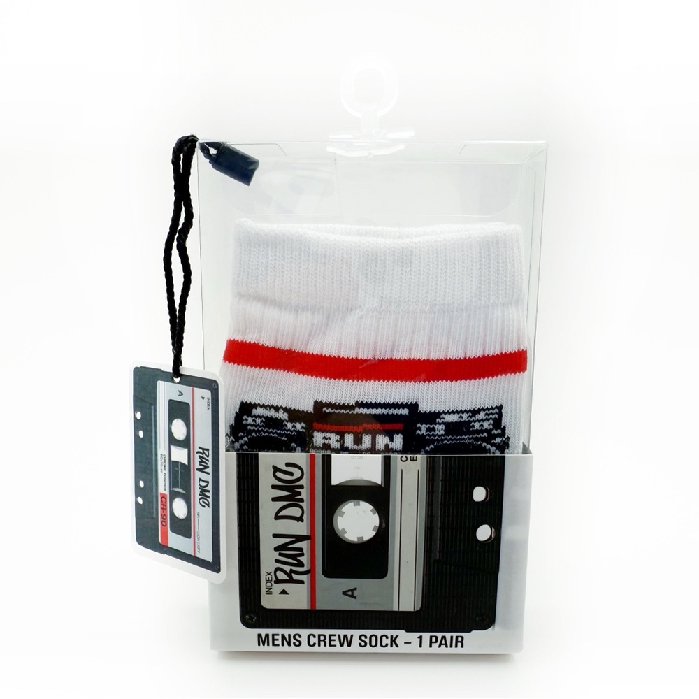 Run DMC Crew Socks Mens Womens Fun Gift Retro 80s Rap Music Mixtape Cassette